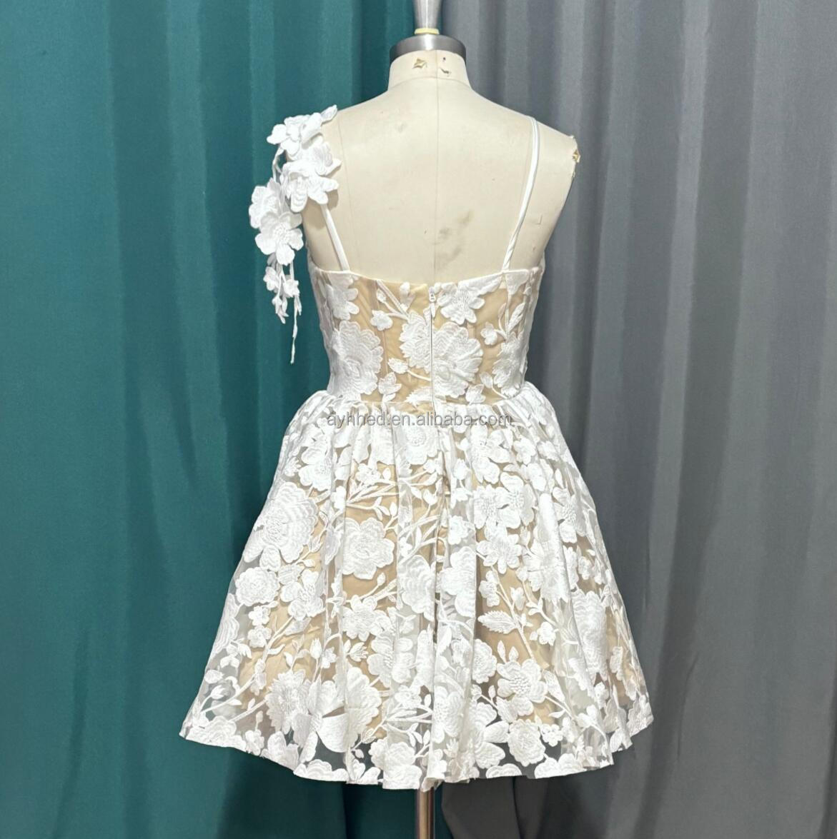 navy blue prom dress short A Line Off the Shoulder Short Navy Blue Prom Dresses, Short Dark Blue Formal Homecoming Dresses, Custom Size / Navy as Pics / With Rush+$19.99 main image 1