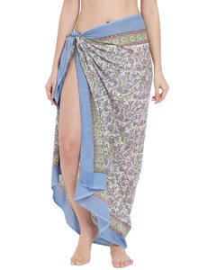 Sarong en coton imprimé à la main, très tendance, pour femme, léger, idéal comme paréo de bikini, pour la plage et les vacances d'été - Product Image 1