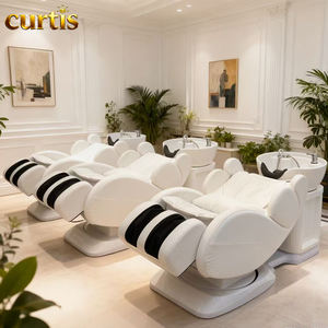 Sillón de Masaje Eléctrico para Spa con Airbag, Lavabo de Cerámica, Cuero Impermeable y Reposapiés Ajustable para Salón de Belleza, Barbería y Uso Hospitalario - Product Image 3