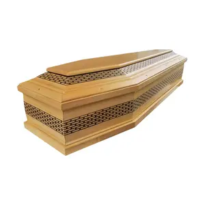棺全体的に異なる色とサイズの彫刻が施された高品質のカスタマイズされた木製棺の工場メーカー