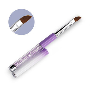 Pinceau de nail art en forme de couteau français, manche acrylique, poils ovales ondulés, pinceau plat et rond pour liner, avec couvercle dégradé - Product Image 6