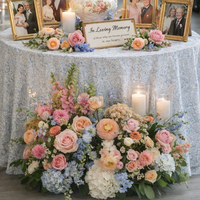 Décoration de mariage esthétique : Arrangements floraux réalistes de 50 cm, rangées de fleurs artificielles rose poudré, centres de table et allées de fleurs rouge bordeaux