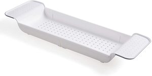 Plastic Square <strong>Bath</strong> Rack Extendable Two-Piece Eco-Friendly Modern Bathroom Caddy with <strong>Tray</strong> <strong>White</strong> - Product Image 3