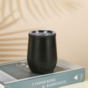 <b>Custom</b> Logo 360Ml 12Oz Double Walled Inner Plastic Egg Shape <b>Cup</b> Outer Stainless Steel Travel Coffee Mugs Wine Tumbler - Product Image 3