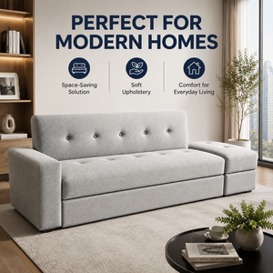 <span class=keywords><strong>Divano</strong></span> <span class=keywords><strong>Letto</strong></span> Convertibile Moderno di Lusso con Contenitore Nascosto, Pouf Trapuntato Salvaspazio, Rivestimento Morbido per Piccoli Spazi - Product Image 5