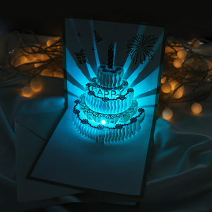 Bán buôn tùy chỉnh đơn giản hạnh phúc bánh sinh nhật 3D <span class=keywords><strong>Pop</strong></span> <span class=keywords><strong>Up</strong></span> thiệp chúc mừng với âm nhạc và ánh sáng dẫn - Product Image 6
