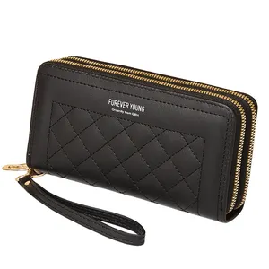 KBW137 Wholesale New Purse Ladies Clutch Casual Phone Bag Double Zip Money Clip Large Capacity Card Bag