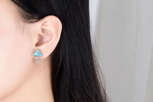 925 joyas de plata esterlina de piedra Natural Larimar azul pendientes de zafiro - Product Image 6