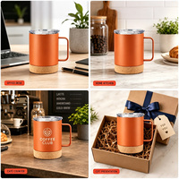 Mug de voyage isotherme en acier inoxydable 304 à double paroi avec poignée ergonomique et base en liège – Vente en gros