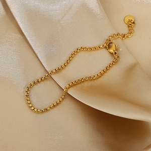 Personalizzato Impilabile Braccialetto Delle Donne In Acciaio Inox Oro di Perle A Catena Piazza Braccialetti di - Product Image 4