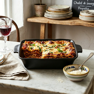 Plat à gratin carré en porcelaine noire de 10 pouces, plat à lasagna en céramique pour la cuisson au four avec poignée - Product Image 2