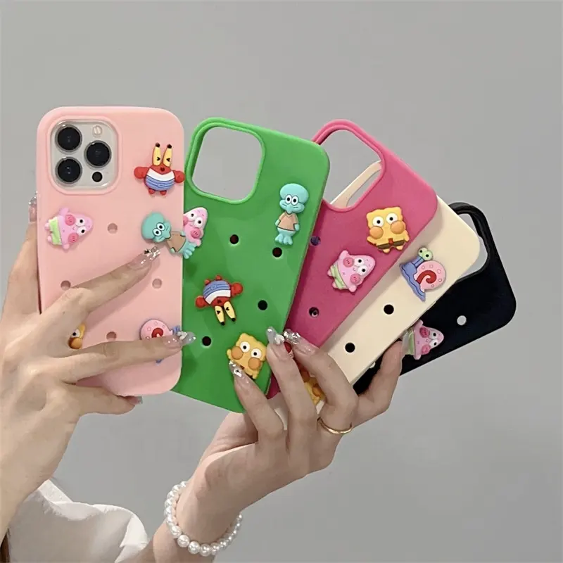 WOWCASE Custom 3D Cartoon Silicone Phone Case For iPhone 15 Pro Max Thermal Dissipation Phone Cooling Case DIY Phone Case Charms