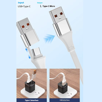 Cable de Datos Retráctil 3 en 1 con Logotipo Personalizado, 6A 100W, USB 5 en 1, Cable para Teléfono Móvil iPhone Tipo-C, Impresora para Dispositivos Móviles y Computadoras