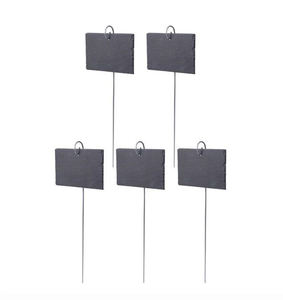 Пользовательские декоративные садовые маркеры из шиферного камня, ярлык из шифера, ярлык для растений с подвесной колбой из нержавеющей стали - Product Image 1