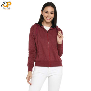 Sudadera con capucha de algodón con diseño de último color de producción OEM y logotipo personalizado para mujer, ropa larga con cuello y cremallera, Sudadera con capucha de algodón XS de corte regular para niñas - Product Image 5