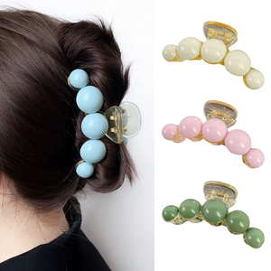 YJL Accessori per Capelli da Donna Disponibili, Fermagli in Plastica Color Crema con Perle di Diverse Dimensioni, Clip a Squalo, Consegna Rapida - Product Image 2