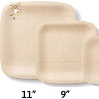 Assiettes biodégradables de 10 pouces en feuille de palmier Areca plats jetables en bambou en bois populaires pour les fêtes et les mariages