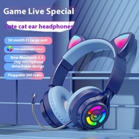 Telinga Kucing Kartun untuk Headset Gaming Nirkabel dengan Codec AAC dan Chipset JL untuk PS4/Esports-Desain Bercahaya
