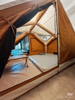 Tente de camping gonflable 4 saisons, 6,6 mètres carrés, tente familiale gonflable, abri en polyester et coton 210G pour le glamping en plein air