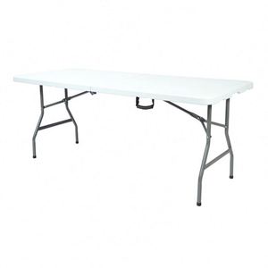 <span class=keywords><strong>Table</strong></span> pliante rectangulaire en plastique blanche portable de 6 pieds pour l'extérieur, le jardin, la restauration, les dîners, le camping, les meubles d'intérieur/extérieur - Product Image 2