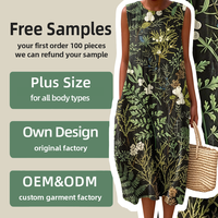 Robe longue hawaïenne Aloha sur mesure pour femme, sans manches, coupe droite, avec poches, à motif floral, décontractée, pour les vacances, ODM