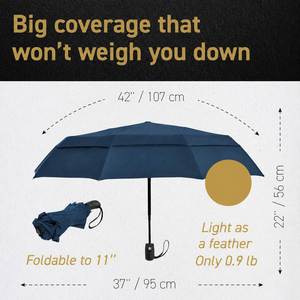 Parapluie de voyage compact coupe-vent de 42 pouces, ouverture et fermeture automatiques, double auvent ventilé, cadre en fibre de verre et acier, pliable - Product Image 2