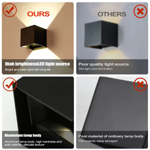 Hiện đại IP65 Vuông Tường máy giặt LED Nhôm đèn lên xuống màu đen trắng chuyển động không thấm nước Cube ngoài trời tường ánh sáng - Product Image 4