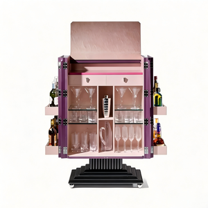 <span class=keywords><strong>Meuble</strong></span> bar de luxe dissimulé, design moderne, placage <span class=keywords><strong>bois</strong></span> violet foncé, armoire à vin avec base en acier inoxydable 304 pour villa <span class=keywords><strong>et</strong></span> manoir - Product Image 2