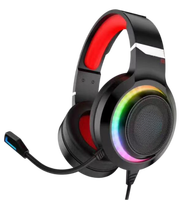 Casque de jeu filaire supra-auriculaire PJT-DEP2469 avec LED RGB couleur et microphone, compatible avec une faible latence