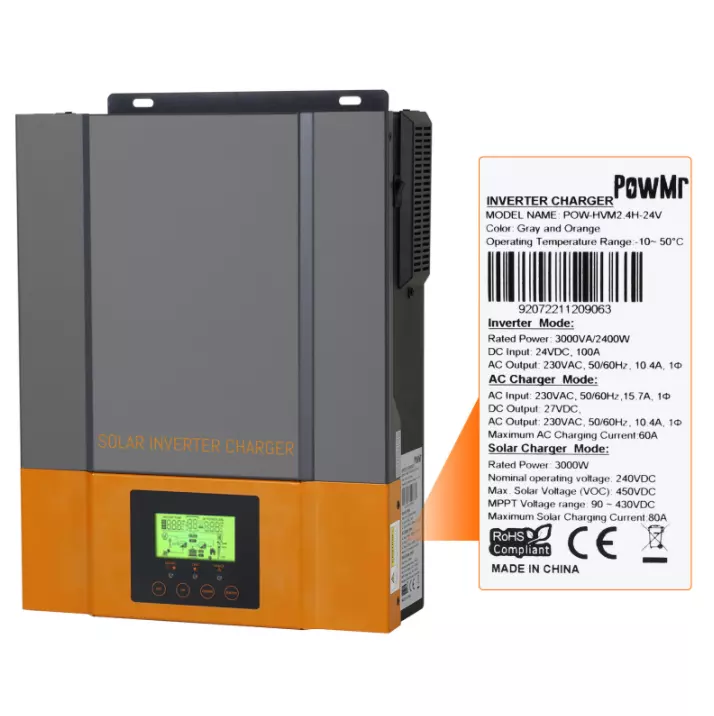 Powmr 12V 24V 1.5KW 2.4KW 80A солнечная энергия инвертор 1500W с MPPT регулятором солнечного зарядного устройства контроллера для солнечной панели