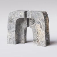 Table console artistique en marbre Dream Home, plateau rectangulaire arrondi, base en U, meuble d'appoint de luxe pour couloir, design de créateur