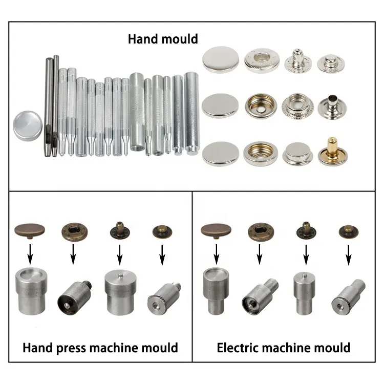 Set de boutons pression, Machine électrique, moule, appareil à pression, outils d'installation manuel, vente en gros,