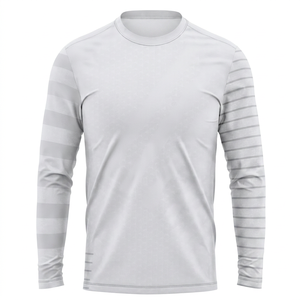 Camiseta de Manga Larga de Secado Rápido para Hombre con Mangas a Rayas, Blanca, de Poliéster, Protección Solar - Product Image 1