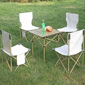 1 bảng + 4 ghế kim loại sắt thiết bị trại gấp bảng với ghế ngoài trời Bàn và ghế Bộ - Product Image 2