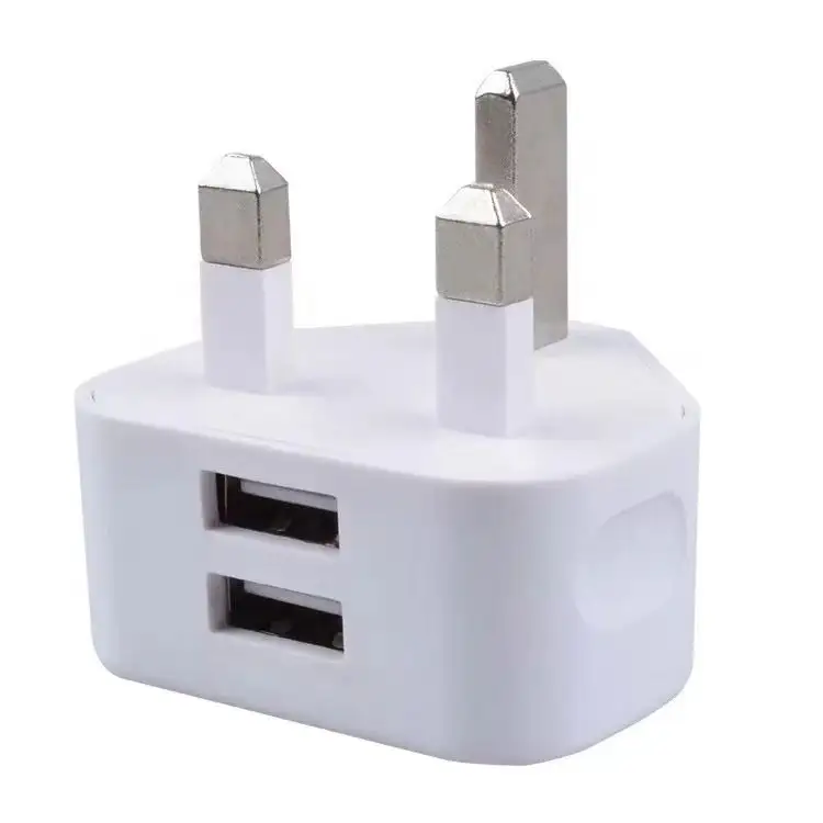 High quality UK plug 2 USB port wall phone fast charger adapter suitable for Apple, Samsung, Huawei, HTC, LG watch, headset
