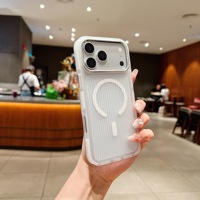 Casing Ponsel Magnetik Bergelombang untuk iPhone 17 Pro, Aksesoris Logam Gradasi Tekstur Bergelombang untuk iPhone 18 Pro, Casing Anti Jatuh
