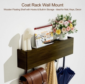 Thiết Kế Hiện Đại Rắn Gỗ Veneer Bảng Điều Chỉnh Áo Giá Treo Tường Gỗ Sồi Ẩn Móc Cho Phòng Tắm & Nhà Bếp Sử Dụng Cho Phòng Khách - Product Image 6