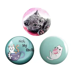 Hojalata de Metal impresa por sublimación, pin de botón con forma de gato personalizado