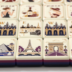 Ensemble de Mahjong parisien américain prêt à offrir, 160 tuiles de Mahjong en acrylique de qualité supérieure avec carte <span class=keywords><strong>d</strong></span>'instructions, carte de <span class=keywords><strong>jeu</strong></span> et sac de rangement - Product Image 3