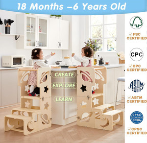 Meilleure vente tour d'apprentissage en bois Montessori pliable pour enfants tour debout pour tout-petit pour salle de bain et comptoir de cuisine - Product Image 6