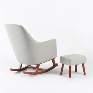 TEFFUL Chaise canapé simple et moderne en tissu Chaise longue grise en bois massif pour chambre à coucher et salon - Product Image 4