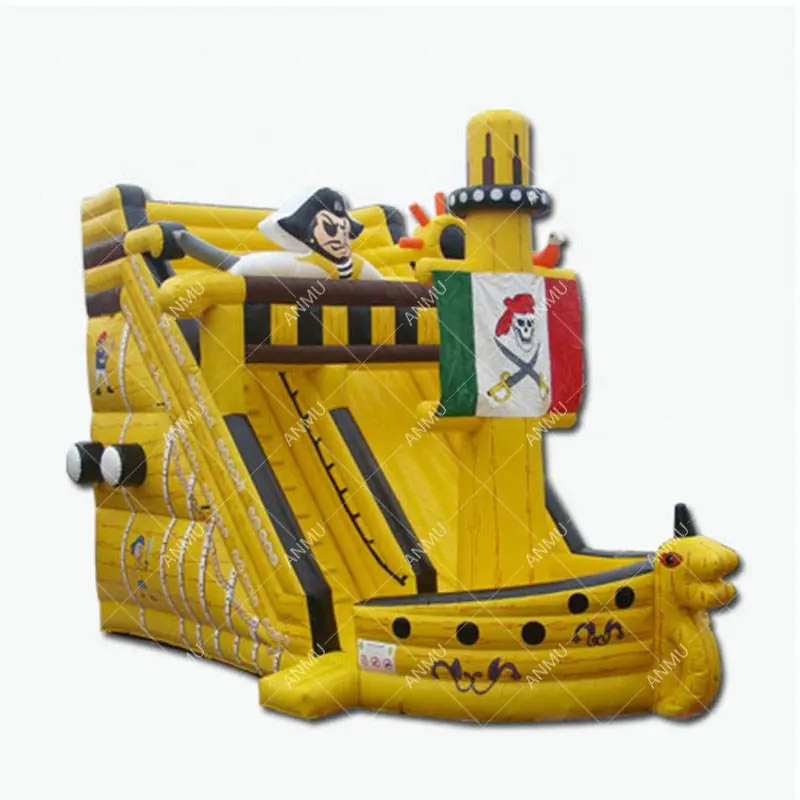 Commercial inflatable pirate jumping bouncy slide inflatable pirate ship with slide