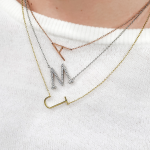 Custom Letter <strong>Necklace</strong> for Women Sterling Silver Wholesale Alphabet 18k Gold Plated Big <strong>Sideways</strong> <strong>Initial</strong> <strong>Necklace</strong> - Product Image 1