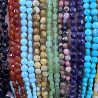 Cuentas de Cristal Natural de 6mm, Facetadas, Planas y Redondas, para Pulseras DIY, Fabricación de Joyería Artesanal, Venta al Por Mayor