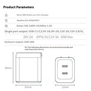 Chargeur USB-C PD 40W <span class=keywords><strong>Gan</strong></span> à charge rapide pour iPhone 16, accessoires de jeu, matériau ABS, moule privé - Product Image 2