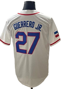 Camiseta de Béisbol de la República Dominicana 2026, Edición Local, <span class=keywords><strong>Blanca</strong></span>, Bordada # 22 <span class=keywords><strong>Soto</strong></span> # 27 Guerrero Jr # Ropa Deportiva Informal 23 Tatis Jr - Product Image 4