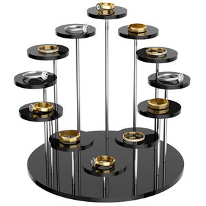 Exhibidor de Joyería y Relojes de Tres Niveles, Redondo, de Acrílico, Venta al Por Mayor de Fábrica, Personalizable - Product Image 1