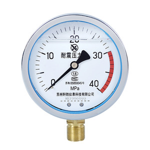เกจวัดแรงดันทนแรงกระแทก Suzhou Xuansheng Yn100 40Mpa  ตัวเรือนสแตนเลส  ข้อต่อเกลียว  เส้นผ่านศูนย์กลาง 100 มม. - Product Image 1