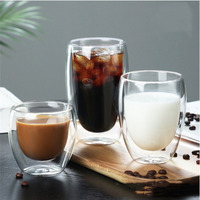 Fabricant de 250ml 350ml 450ml Cuisine Bureau Isolation Thermique Boisson Double Paroi Verre Tasses À Eau pour Café Thé Lait Soda