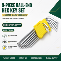 Jeu de clés Allen hexagonales en acier CRV, métriques, 9 pièces, 1,5-10 mm, outil hexagonal pliable, haute résistance, outil de réparation manuel, fabricant OEM